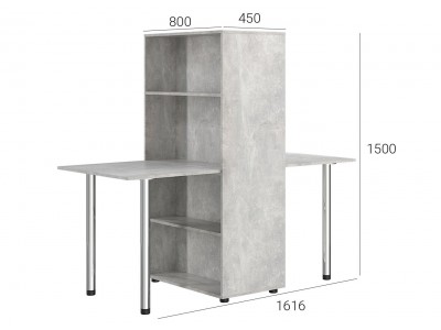 Двойно бюро с етажерка KC-01 (дъб бетон)